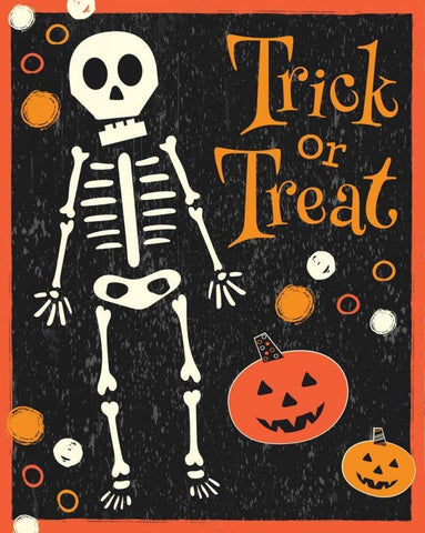 Trick or Treat White Modern Wood Framed Art Print with Double Matting by ND Art and Design