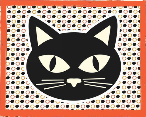 Black Cat Black Ornate Wood Framed Art Print with Double Matting by ND Art and Design