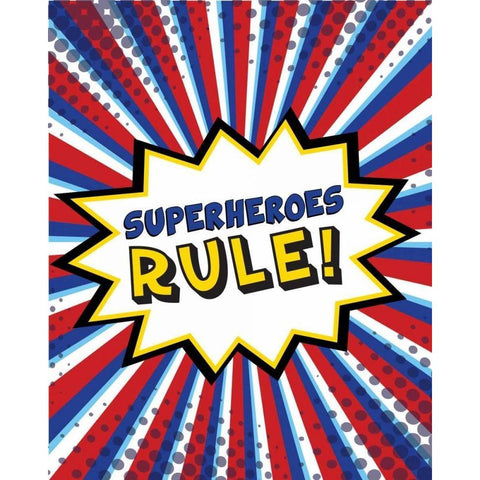 Superheroes Rule White Modern Wood Framed Art Print by ND Art and Design