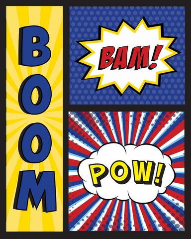 Boom! Bam! Pow! White Modern Wood Framed Art Print with Double Matting by ND Art and Design
