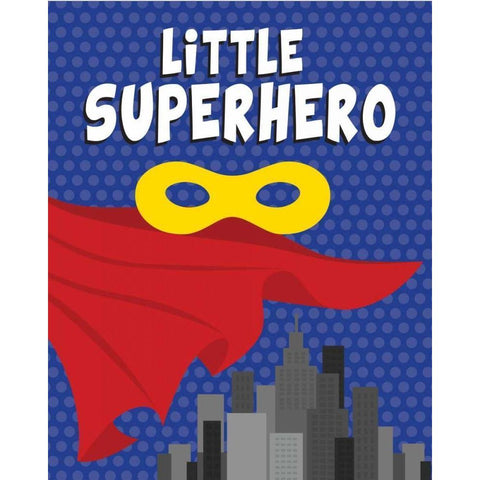 Little Superhero White Modern Wood Framed Art Print by ND Art and Design