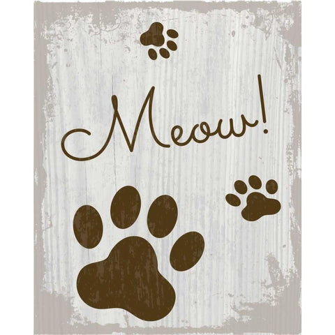 Meow!  Black Modern Wood Framed Art Print with Double Matting by ND Art and Design