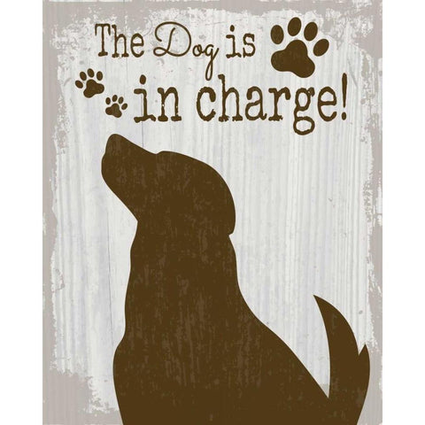 The Dog is in Charge Gold Ornate Wood Framed Art Print with Double Matting by ND Art and Design