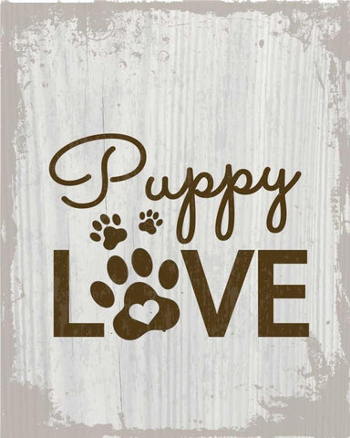 Puppy Love White Modern Wood Framed Art Print with Double Matting by ND Art and Design