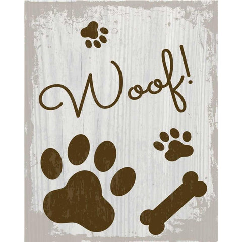 Woof! Gold Ornate Wood Framed Art Print with Double Matting by ND Art and Design