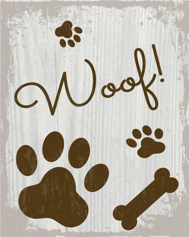 Woof! White Modern Wood Framed Art Print with Double Matting by ND Art and Design
