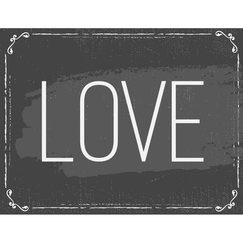 Love Black Modern Wood Framed Art Print by ND Art and Design