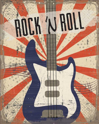 Rock n Roll White Modern Wood Framed Art Print with Double Matting by ND Art and Design