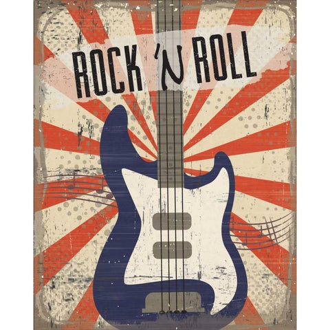 Rock n Roll Gold Ornate Wood Framed Art Print with Double Matting by ND Art and Design