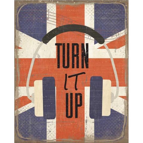 Turn It Up White Modern Wood Framed Art Print by ND Art and Design