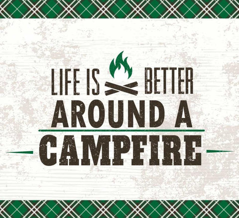 Life is Better Around a Campfire Black Ornate Wood Framed Art Print with Double Matting by ND Art and Design