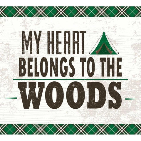 My Heart Belongs to the Woods White Modern Wood Framed Art Print by ND Art and Design