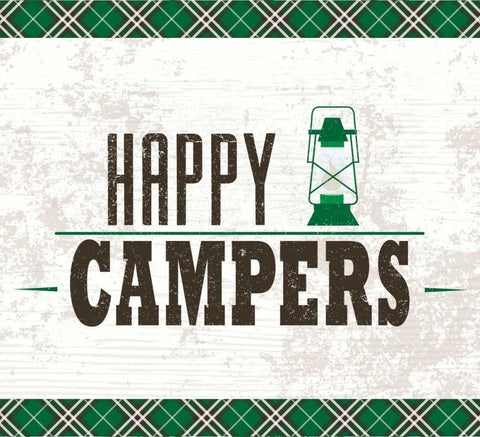 Happy Campers Black Ornate Wood Framed Art Print with Double Matting by ND Art and Design
