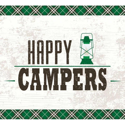 Happy Campers Black Modern Wood Framed Art Print with Double Matting by ND Art and Design