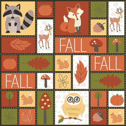 Fall Collage Black Ornate Wood Framed Art Print with Double Matting by ND Art and Design