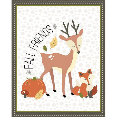 Fall Friends White Modern Wood Framed Art Print by ND Art and Design