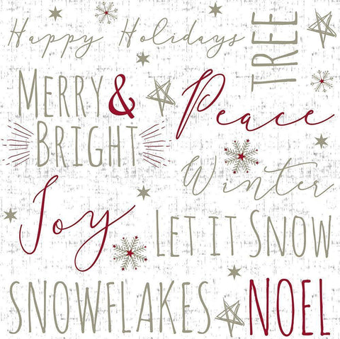 Merry and Bright Typography Black Ornate Wood Framed Art Print with Double Matting by ND Art and Design