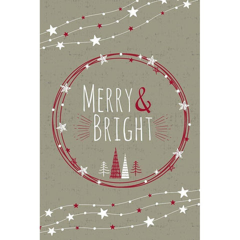 Merry and Bright White Modern Wood Framed Art Print by ND Art and Design
