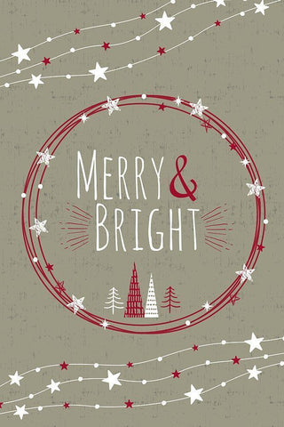 Merry and Bright Black Ornate Wood Framed Art Print with Double Matting by ND Art and Design