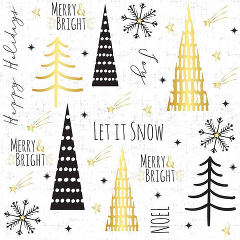 Let It Snow Collage White Modern Wood Framed Art Print by ND Art and Design