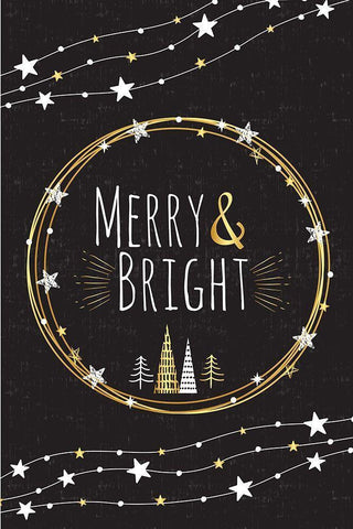 Merry and Bright Black Ornate Wood Framed Art Print with Double Matting by ND Art and Design