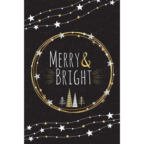 Merry and Bright White Modern Wood Framed Art Print by ND Art and Design