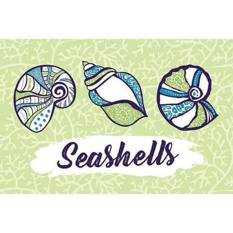 Seashells White Modern Wood Framed Art Print by ND Art and Design