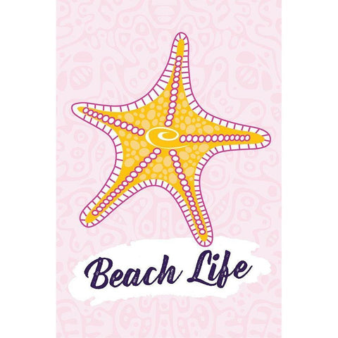 Beach Life Gold Ornate Wood Framed Art Print with Double Matting by ND Art and Design