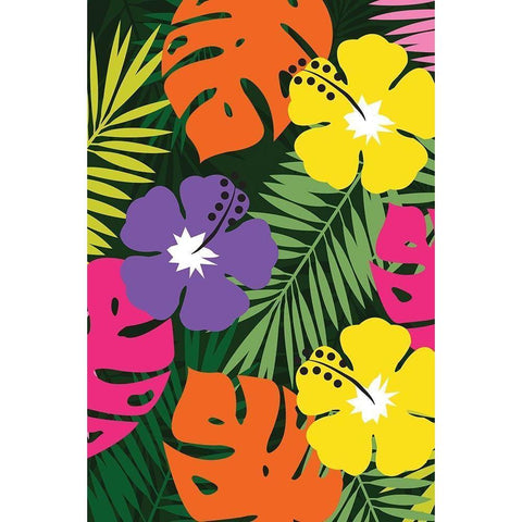 Tropical Floral White Modern Wood Framed Art Print by ND Art and Design
