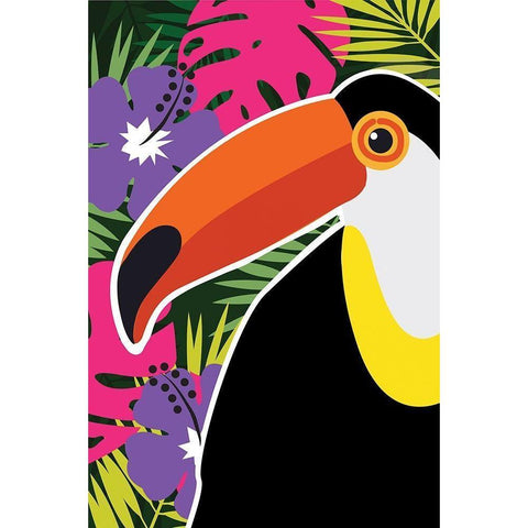 Tropical Toucan White Modern Wood Framed Art Print by ND Art and Design