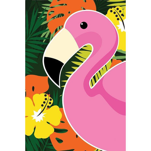 Tropical Flamingo White Modern Wood Framed Art Print by ND Art and Design