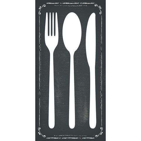 Utensils Black Modern Wood Framed Art Print with Double Matting by ND Art and Design