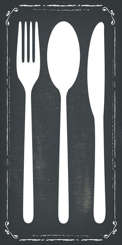 Utensils Black Ornate Wood Framed Art Print with Double Matting by ND Art and Design