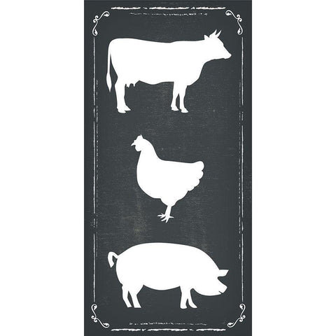 Farm Animals White Modern Wood Framed Art Print by ND Art and Design