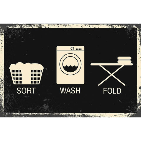 Sort, Wash, Fold Black Modern Wood Framed Art Print by ND Art and Design