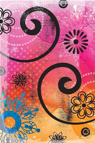 Warm Colors Florals White Modern Wood Framed Art Print with Double Matting by ND Art and Design