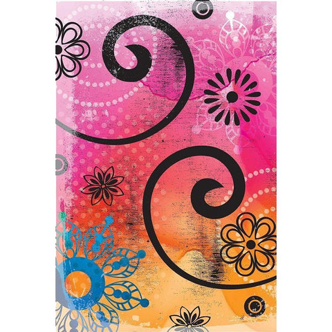 Warm Colors Florals Black Modern Wood Framed Art Print by ND Art and Design