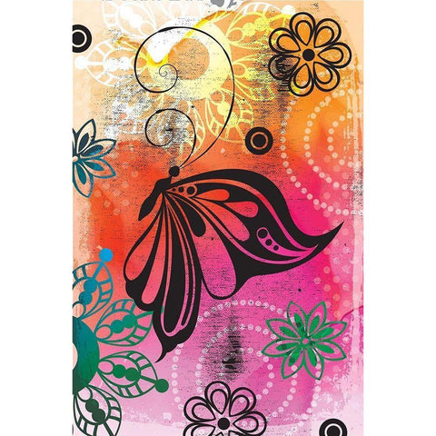 Warm Colors Florals II Black Modern Wood Framed Art Print with Double Matting by ND Art and Design