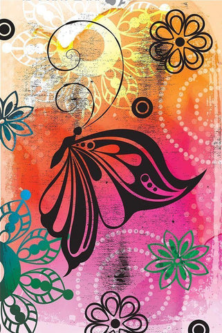 Warm Colors Florals II Black Ornate Wood Framed Art Print with Double Matting by ND Art and Design