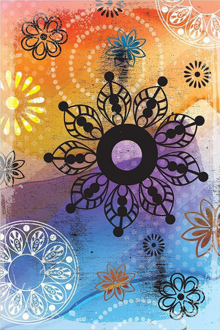 Warm Colors Florals III Black Ornate Wood Framed Art Print with Double Matting by ND Art and Design