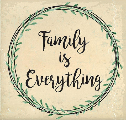 Family is Everything Black Ornate Wood Framed Art Print with Double Matting by ND Art and Design