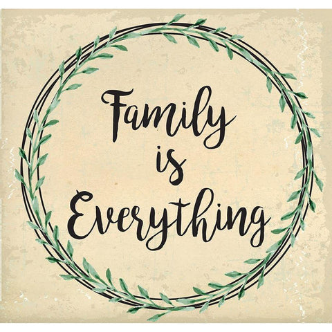 Family is Everything White Modern Wood Framed Art Print by ND Art and Design