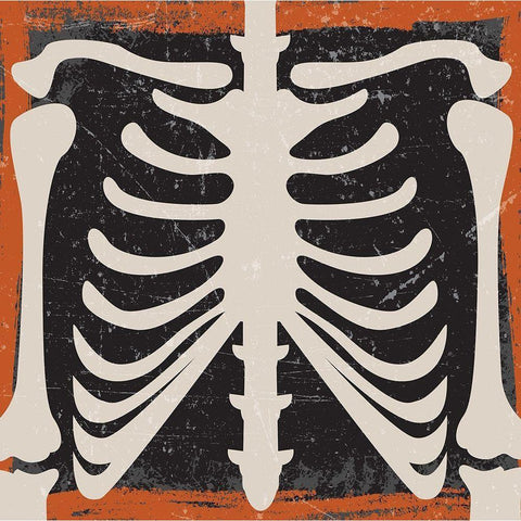 Skeleton Black Modern Wood Framed Art Print with Double Matting by ND Art and Design