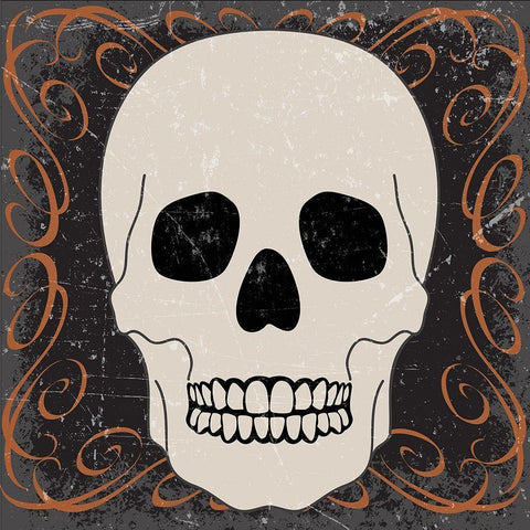 Skull White Modern Wood Framed Art Print by ND Art and Design
