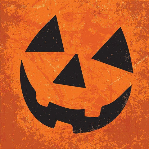 Pumpkin Face White Modern Wood Framed Art Print by ND Art and Design