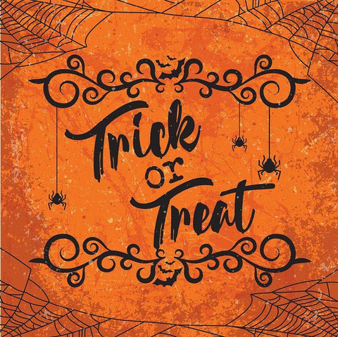 Trick or Treat White Modern Wood Framed Art Print with Double Matting by ND Art and Design