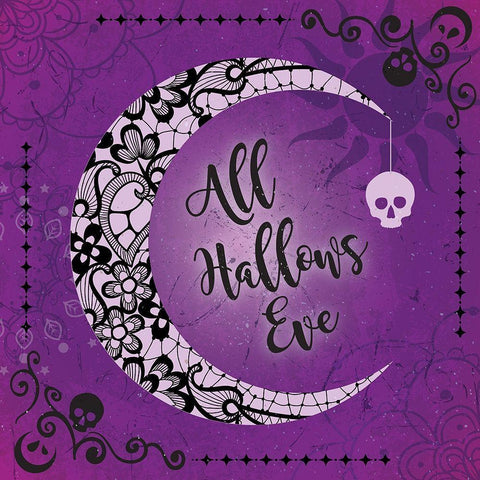 All Hallows Eve Black Ornate Wood Framed Art Print with Double Matting by ND Art and Design