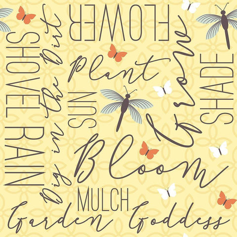 Garden Goddess Word White Modern Wood Framed Art Print with Double Matting by ND Art and Design