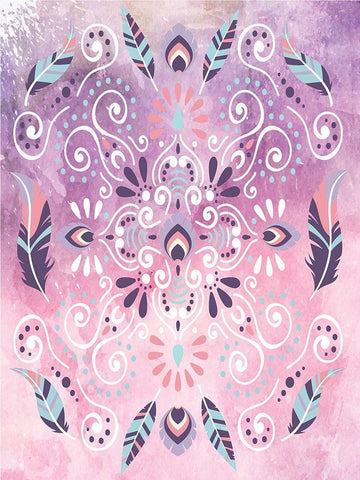 Boho Glow II Black Ornate Wood Framed Art Print with Double Matting by ND Art and Design