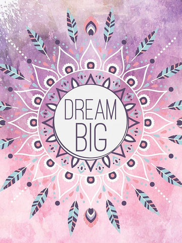 Boho Dream Big White Modern Wood Framed Art Print with Double Matting by ND Art and Design